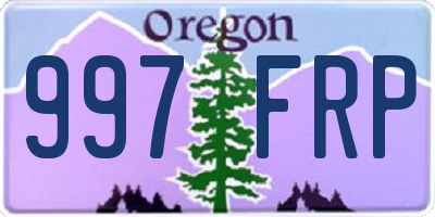 OR license plate 997FRP