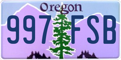 OR license plate 997FSB