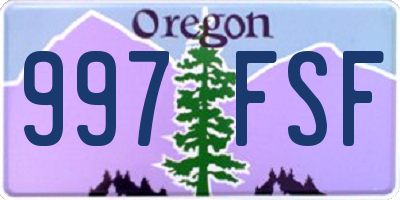 OR license plate 997FSF