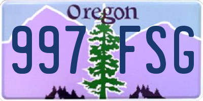 OR license plate 997FSG