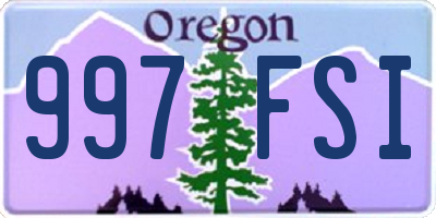 OR license plate 997FSI