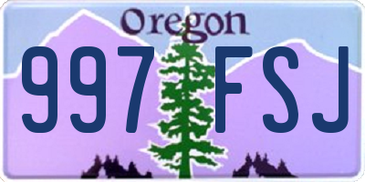 OR license plate 997FSJ