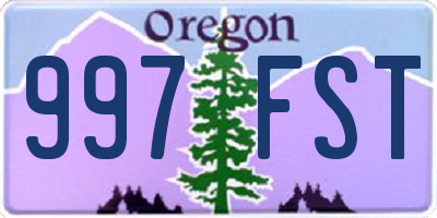 OR license plate 997FST