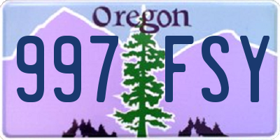 OR license plate 997FSY