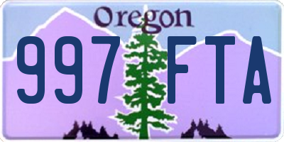 OR license plate 997FTA
