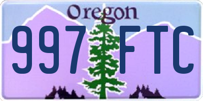 OR license plate 997FTC