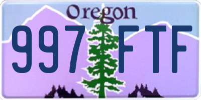 OR license plate 997FTF