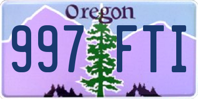 OR license plate 997FTI