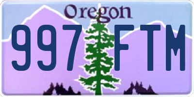 OR license plate 997FTM