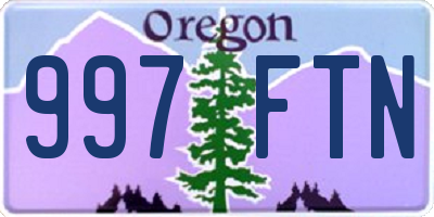 OR license plate 997FTN