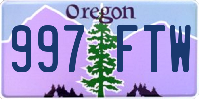 OR license plate 997FTW