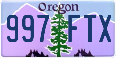 OR license plate 997FTX