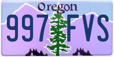 OR license plate 997FVS