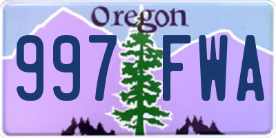 OR license plate 997FWA