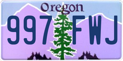 OR license plate 997FWJ