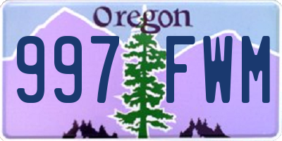 OR license plate 997FWM
