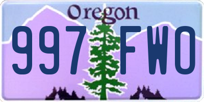 OR license plate 997FWO