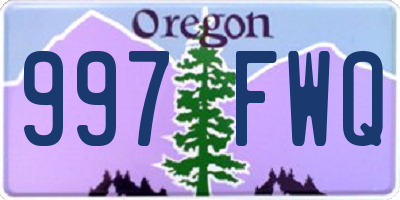 OR license plate 997FWQ