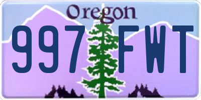 OR license plate 997FWT