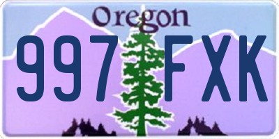 OR license plate 997FXK