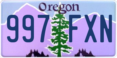 OR license plate 997FXN
