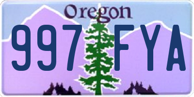 OR license plate 997FYA