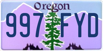 OR license plate 997FYD