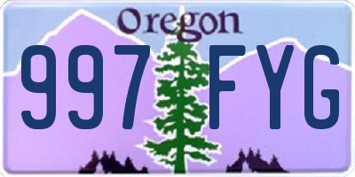 OR license plate 997FYG