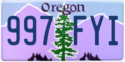 OR license plate 997FYI