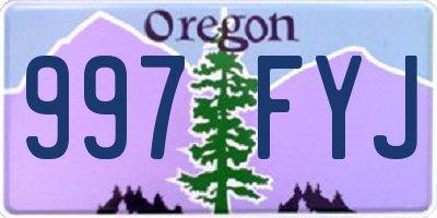 OR license plate 997FYJ