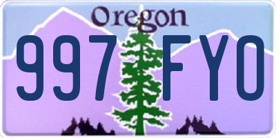 OR license plate 997FYO