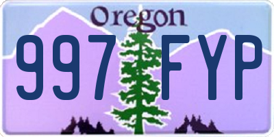 OR license plate 997FYP