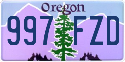 OR license plate 997FZD