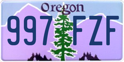 OR license plate 997FZF