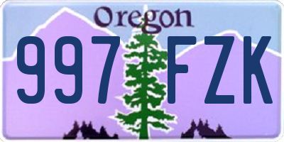 OR license plate 997FZK