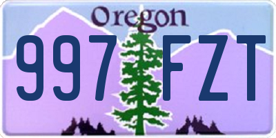 OR license plate 997FZT