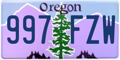 OR license plate 997FZW