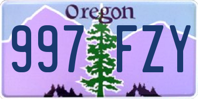 OR license plate 997FZY