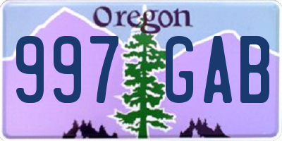 OR license plate 997GAB
