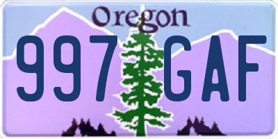 OR license plate 997GAF