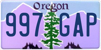 OR license plate 997GAP