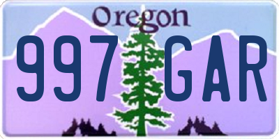OR license plate 997GAR