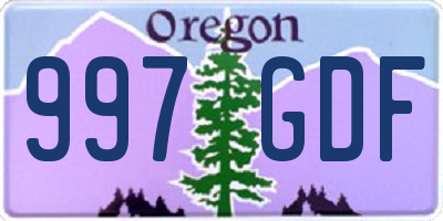 OR license plate 997GDF