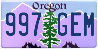 OR license plate 997GEM