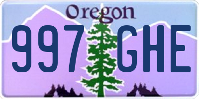 OR license plate 997GHE