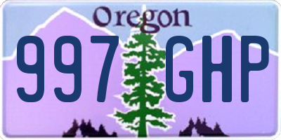 OR license plate 997GHP