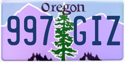 OR license plate 997GIZ