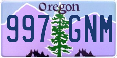 OR license plate 997GNM