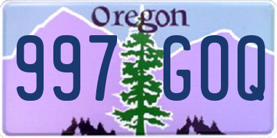 OR license plate 997GOQ