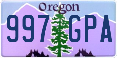 OR license plate 997GPA